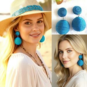 Vintage💙Clip-On Blue Weaved Earrings💙